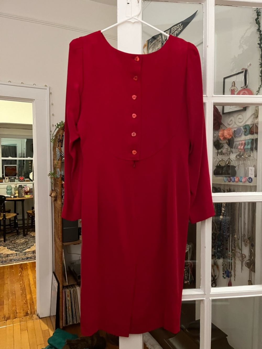 Red silk Dana Buchman Dresses vintage dress with buttons, size ten